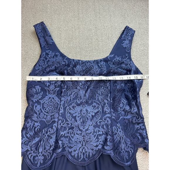 NWT Alex Evenings Formal Dress and Jacket Set Gown Lace Navy Size 6 Petite - Picture 9 of 14